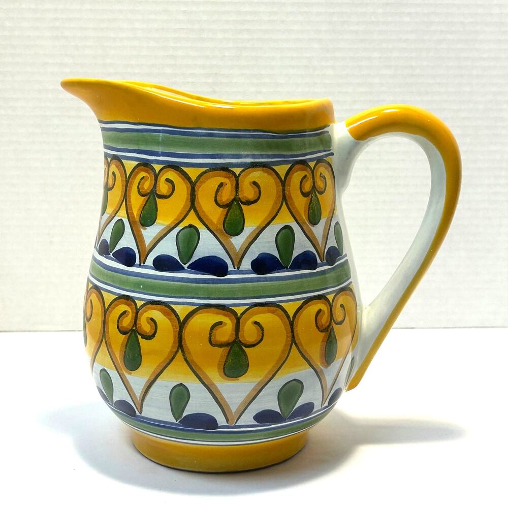 Talevera Redware Pottery Handpainted Mexico Lead Free Water/Juice/Tea Pitcher